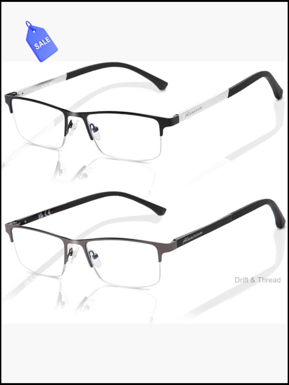 Premier Progressive Reading Glasses No Line Trifocal Blue Light Blocking Metal
